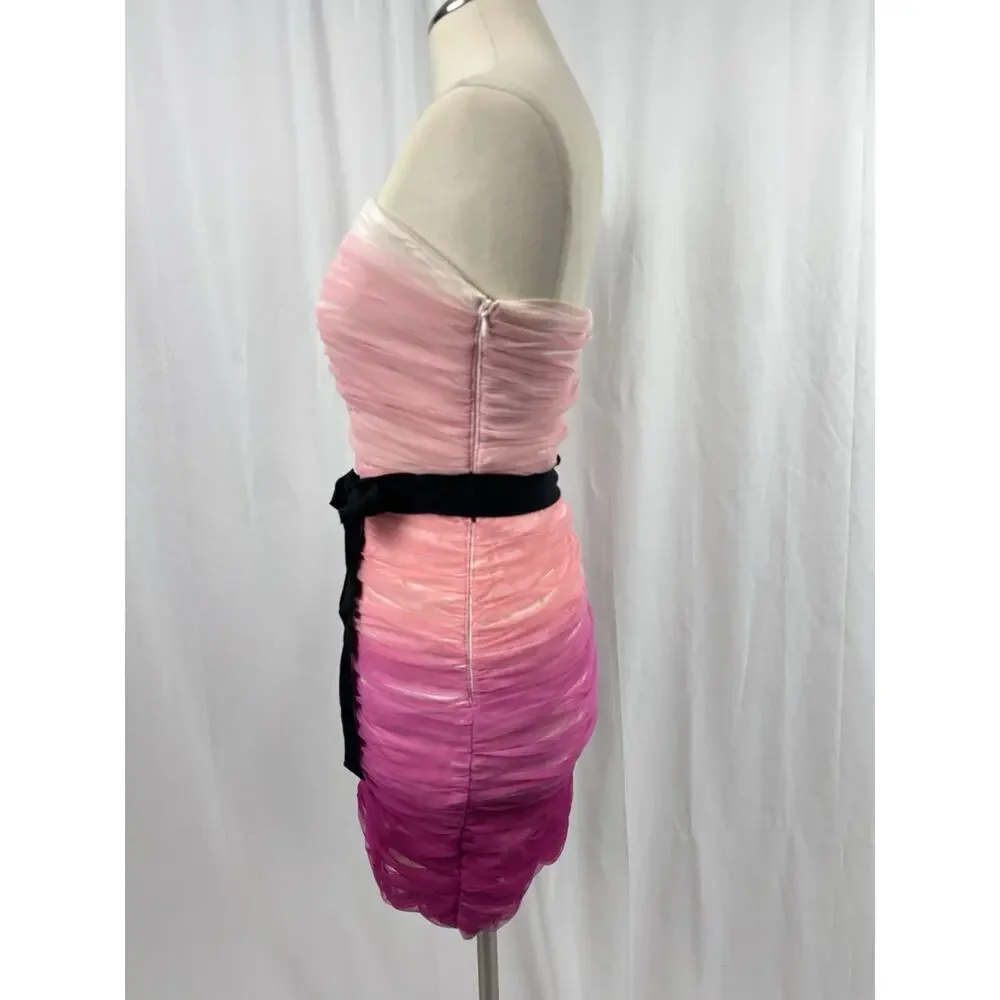 Pearl Georgina Chapman Dress Size 6 Strapless Pink Ruched Cocktail Formal Y2K - Picture 2 of 10